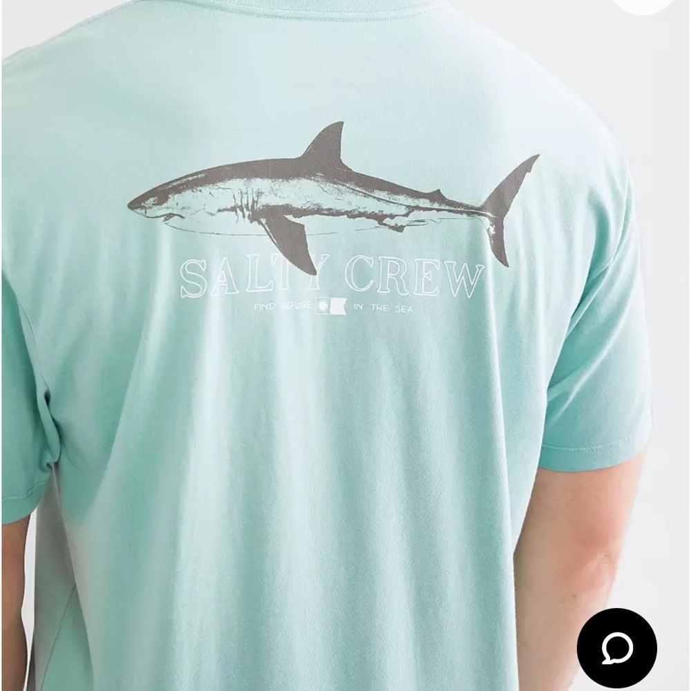 NWOT. Salty Crew Shark Graphic Tee in Light Green